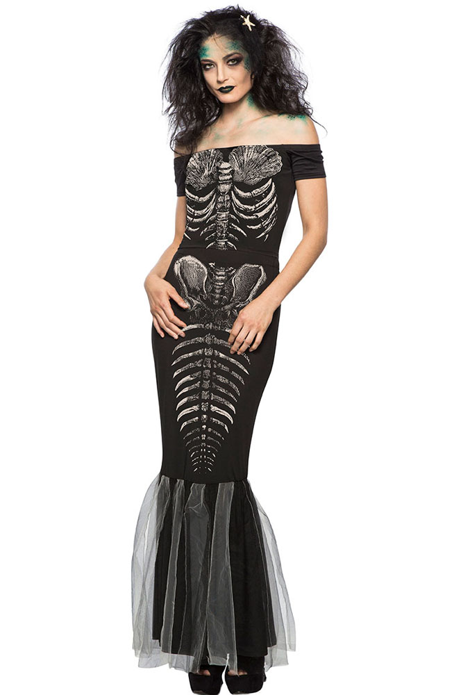 BY89038-2 Halloween Party Skeleton Mermaid Costume